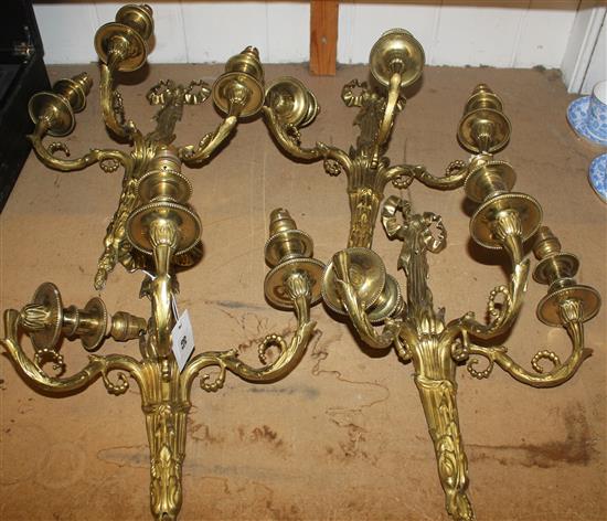 Four 3-branch sconces